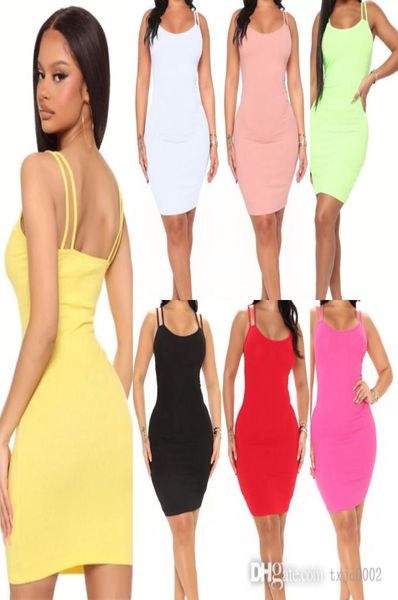 

retail casual dress for womens designer clothes 2022 summer skinny stretchy sling skirt bodycon dresses party club wear4499534, Black;gray