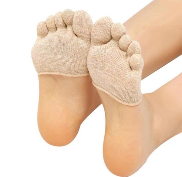 

women invisible yoga gym non slip toe socks half grip heel five finger socks calcetines1517649, White