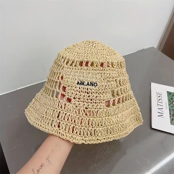 

raffia straw bucket hats mens designers hats for summer casual sunny braid cap fashion luxury letters with embroidered strawhats, Blue;gray