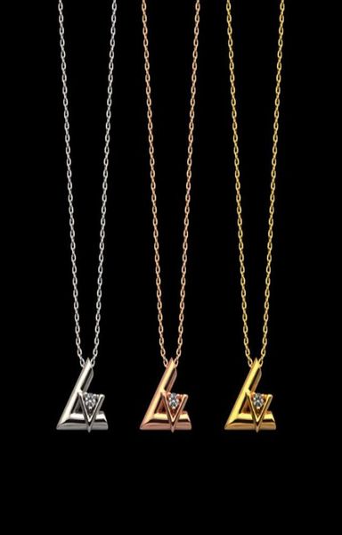 

fashion new titanium steel v letter pendant ladies necklace crystal jewelry suitable for gifts7354966, Silver