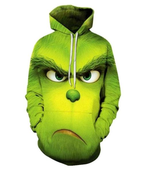 

animation 3d digital printing christmas geek the grinch men039s women039s sweater hooded sweater spring and autumn21761203240886, Black