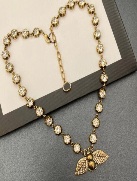 

g letters bee titanium steel clavicle pendant necklaces classic fashion diamond brand designer hip hop jewelry accessories8317962, Silver