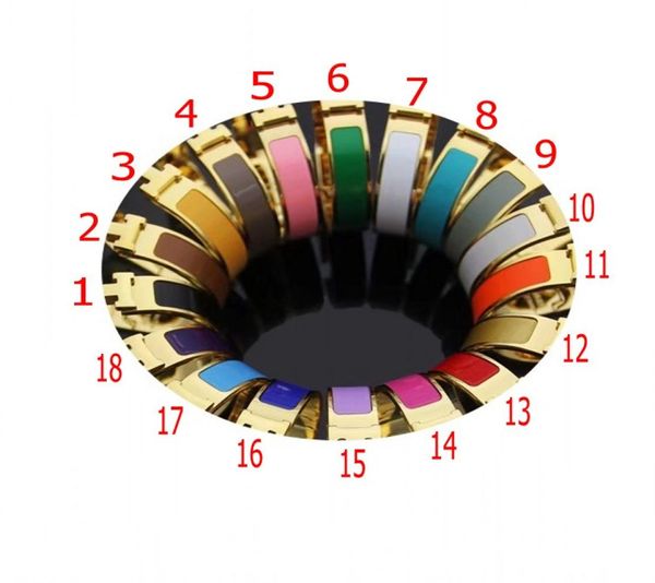 

12mm mixed colors women designer bangles titanium steel gold plated luxury letter drop oil couple bracelets lady party1994247, Black