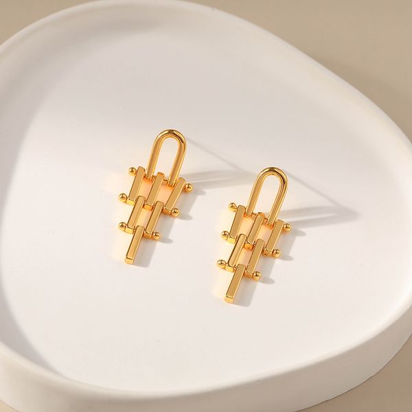 

luxury design brass geometric charm earring jewelry, Golden;silver