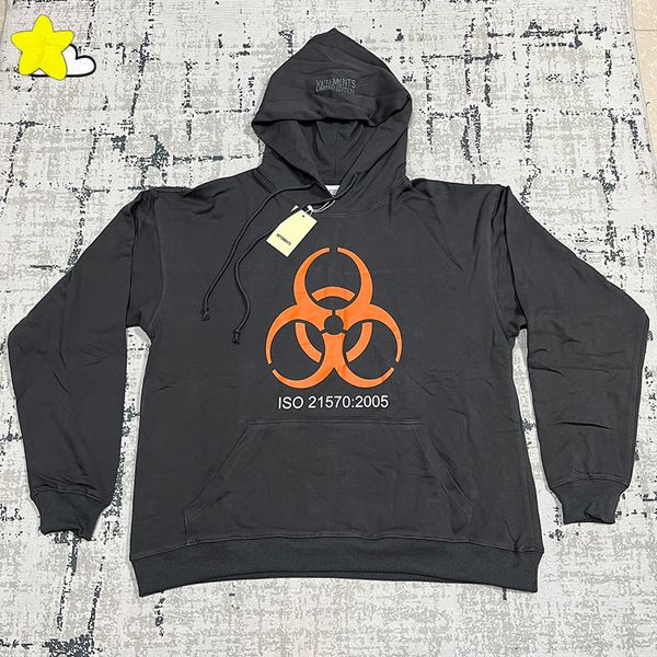 

men's hoodies sweatshirts men women streetwear oversized charcoal gray vetements hoodie 100 cotton pullovers hooded hip hop vtm 230821, Black