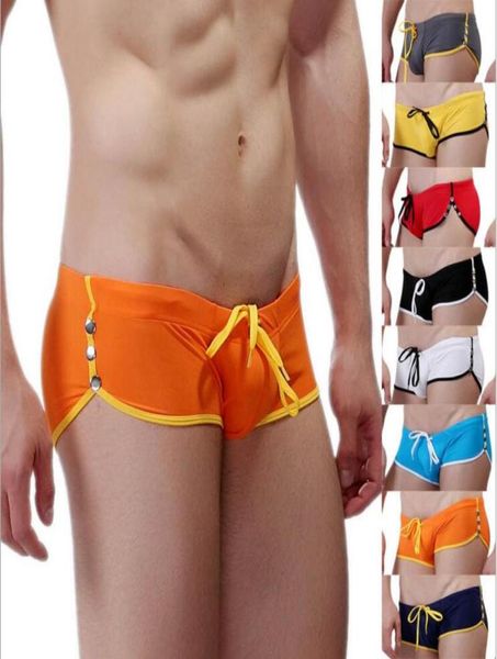 

wholesummer fashion brand men bulging pouch rivets mini boxers swimweargay gym swim trunksbeach board shorts4872902
