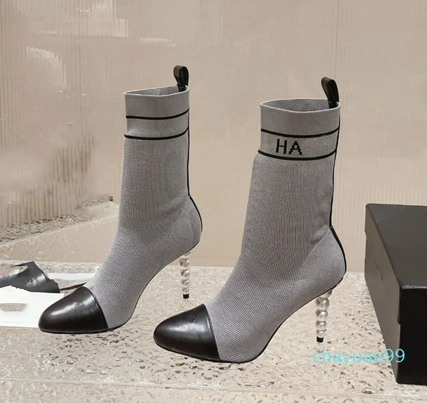 

designer sock boots women ankle booties winter leather boot martin, Black