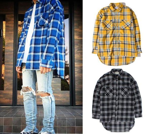 

men039s fashion plaid flannel shirt long sleeve hilow hem loosefit casual shirt spring autumn hip hop cardigan 871397, White;black