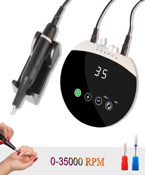 

35000rpm electric nail drill machine manicure drills touch control nails polisher for acrylic gel removal professional salon polis6269563