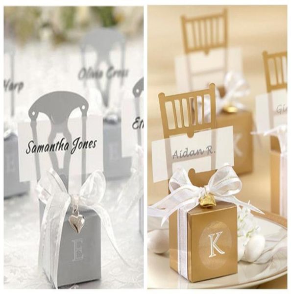 

wedding decoration favor boxes of silver and gold chair favor box with heart charm and ribbon 120pcslot for party gift box candy 3949466