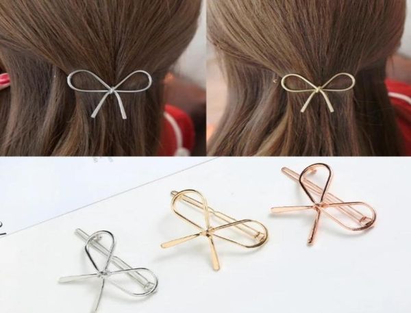 

bowknot hair clips silver gold tone rose gold geometric hollow out womens hair barrettes clip metal hairpin hair clip clamps9211673, Golden;silver