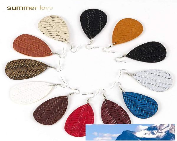 

new pu leather weave pattern leaf dangle earring for women colorful oval leather hook drop earring trendy jewelry gift8689853, Silver