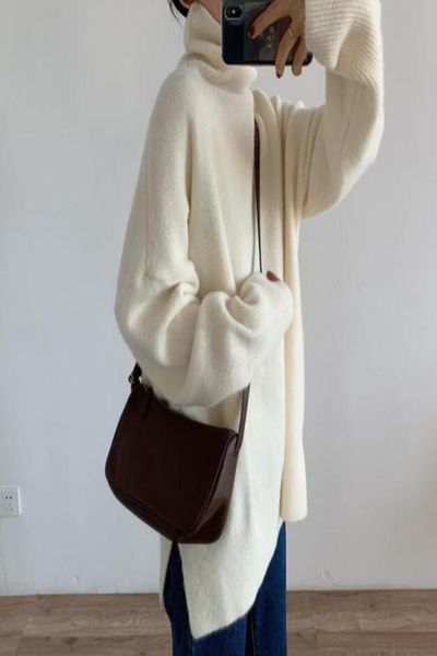 

soft waxy turtleneck sweater for women in autumn and winter wear with 2022 new korean version loose and simple versatile knitwear 5161681, White;black