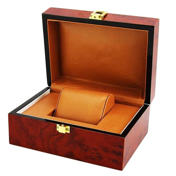 

luxury cushion interior wooden lock clasp solid metal jewelry watch storage display box showcase mens gift307e, Black;blue
