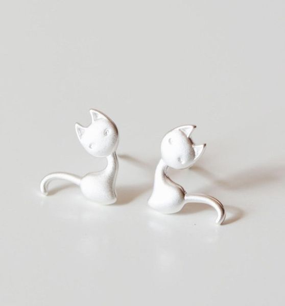 

fashion mini cute cat stud earrings vogue silver ear studs earrings female minimalist charm jewelry for women wedding party access5722530, Golden;silver