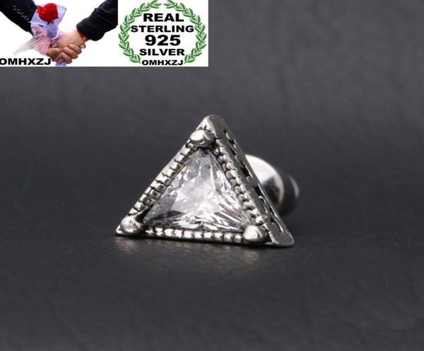 

whole european fashion man party wedding gift triangle three colors zircon s925 sterling silver stud earrings ea1418854088, Golden;silver