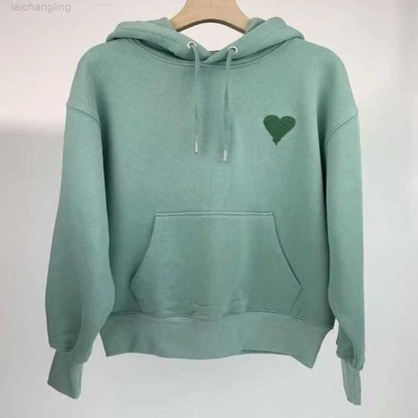 

am paris same color embroidery love loose hooded pullover sweater men's and women's cotton asian size dekerj, Black