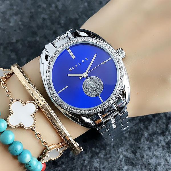 

fashion brand watches women girl crystal style metal steel band quartz with logo watch m52310k, Slivery;brown