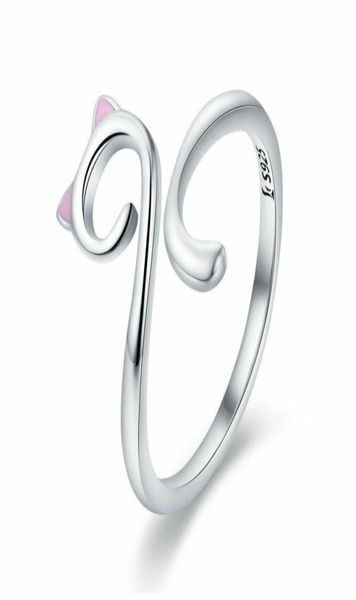 

fashion cute 925 sterling silver cat shaped kitten pet adjustable band wrap finger ring for girls christmas gifts37076195376066