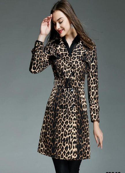 

classical brand leopard trench coat women new design exquisite girls coat with belt plus size spring autumn women outwear s4xl5069944, Tan;black