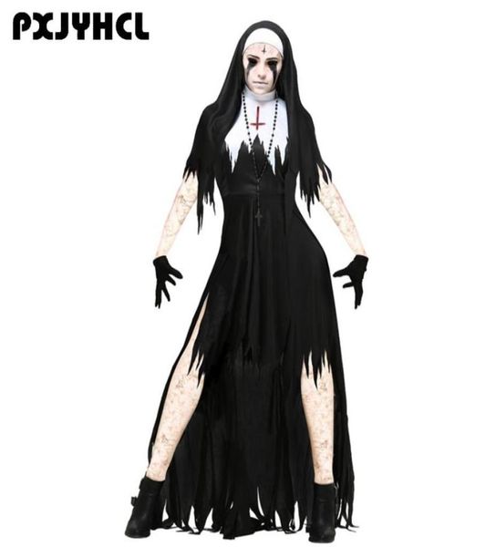 

halloween nun scary cosplay costume women black vampire fantasy dress terror sister party disguise sets female fancy for adult3361803, Black;red