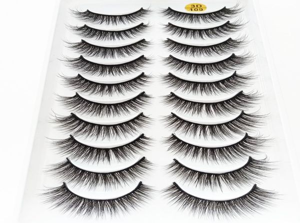 

2020 new 10 pairs 100 real mink eyelashes 3d natural false eyelashes mink lashes soft eyelash extension makeup kit cilios 3d1091766241