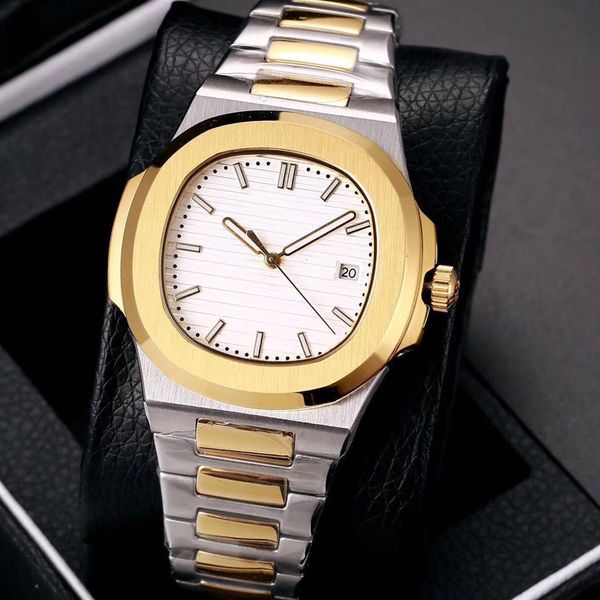 

19 colors mens watch automatic self wind glide sooth second hand sapphire glass silver and gold wristwatch1896, Slivery;brown