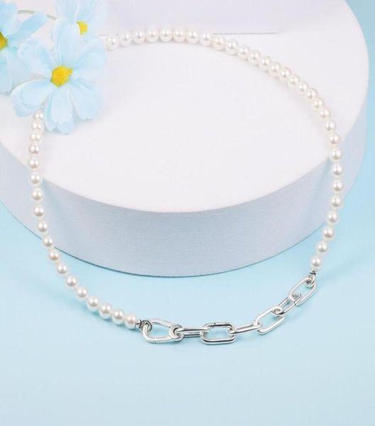 

925 sterling silver me treated freshwater cultured pearl beaded necklace fits for european p me charms and beads1506447