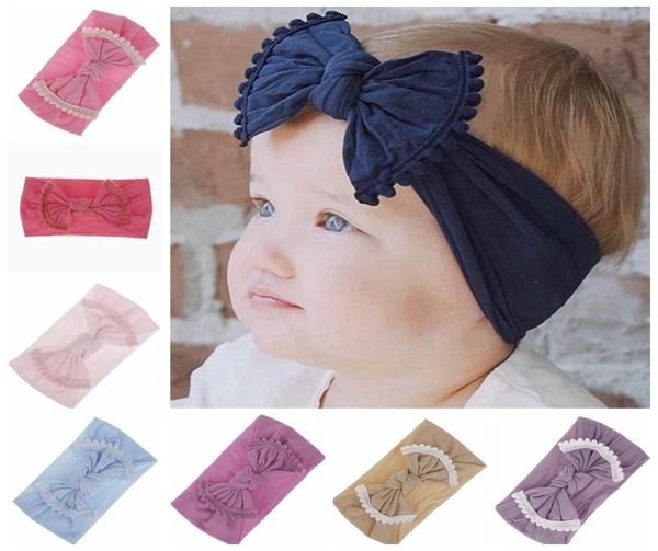 

brand baby hairband toddler bow hairs band tassel girls headbands big knot turban kids hair accessories 22 designs wy14351584977, Slivery;white