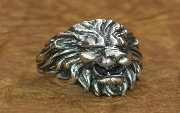 

925 sterling silver king of lion ring mens biker rock punk ring ta191 us size 715 7610744, Golden;silver