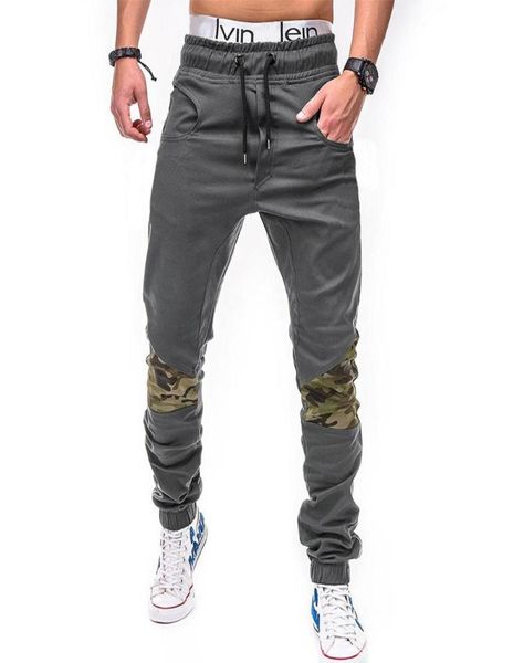 

tolvxhp 2018 men039s casual pants fashion camouflage stitching solid color cotton beam feet casual pants feet fitness3978073, Black