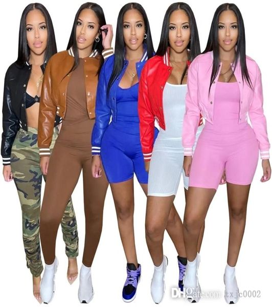 

new women leather baseball jacket stand collar crop threaded stretch autumn short coat1853250, Black;brown