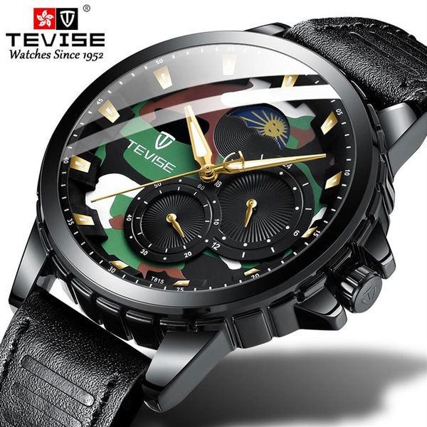 

tevise casual men automatic mechanical watch fashion man waterproof sport military clock relogio masculino225m, Slivery;brown