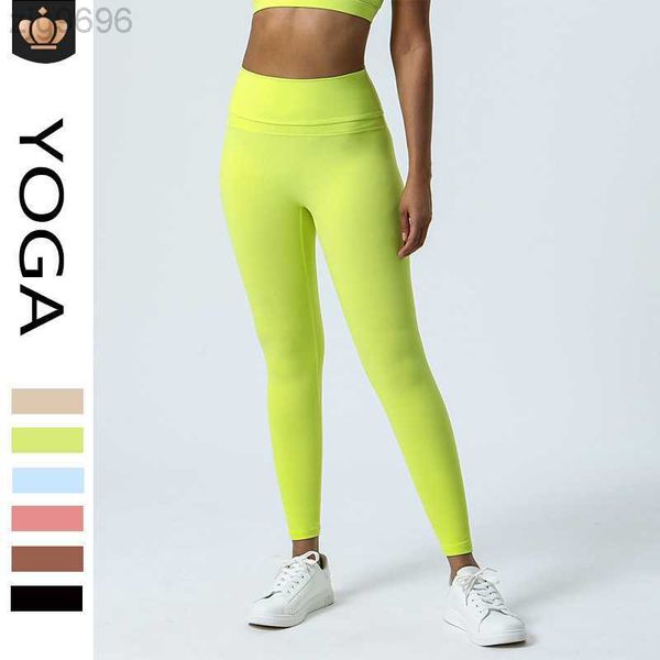 

desginer al yoga double face brushed capris no awkwardness thread nude high waist fitness running training pants, Black