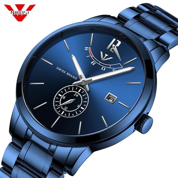 

relogio nibosi men watches fashion blue man watch luxury brand waterproof quartz analog wrist watch men reloj hombre 121211347e, Slivery;brown