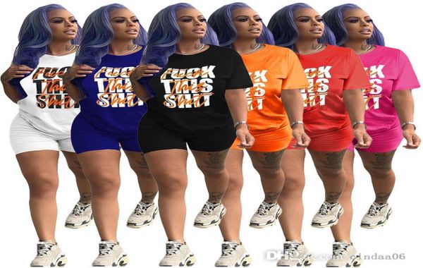 

2022 summer womens tracksuits simple fashion two piece shorts set lettered printed short sleeved jogging suits3707542, Gray