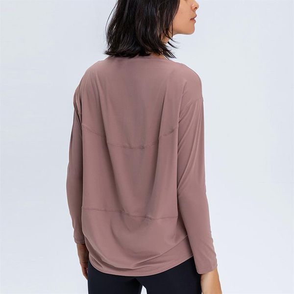 

l-88 long sleeve shirt women yoga sports fitness shirts bum-covering length sweatshirts super soft relaxed fit autumn and win247o