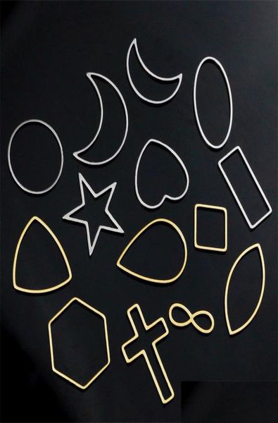 

other jewelry findings components aiovlo 10pcslot stainless steel geometric hollow frame bezel diy earring craft pendants making 7564166, Blue;slivery