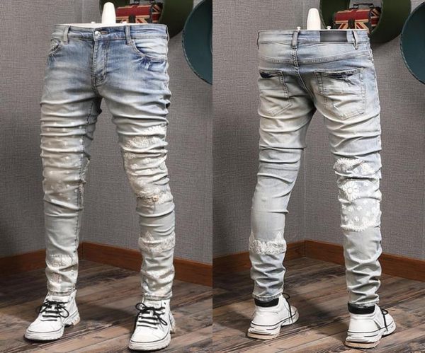 

printed detail jeans stretch denim cotton trousers slim fit 2022 new5779246, Blue