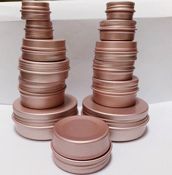 

100 x 5ml 10ml 15ml 30ml 60ml matte rose gold diy aluminum jar ointment candle craft metal tin case for lip balm cosmetic makeup1380942