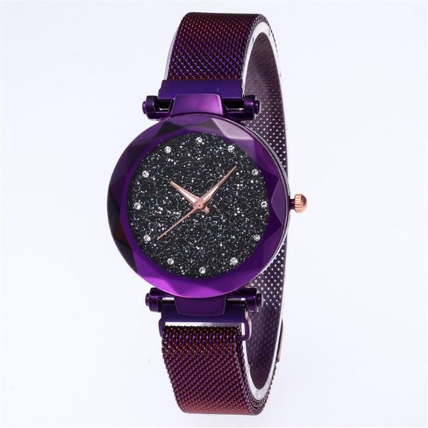 

diamond starry sky dial watch beautiful purple quartz womens watch ladies watches fashion woman casual wristwatches266z, Slivery;brown