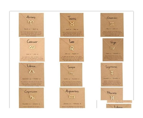 

pendant necklaces 12 zodiac with gift card constellation sign gold chains necklace for men women fashion jewelry in bk drop delive5187281, Silver