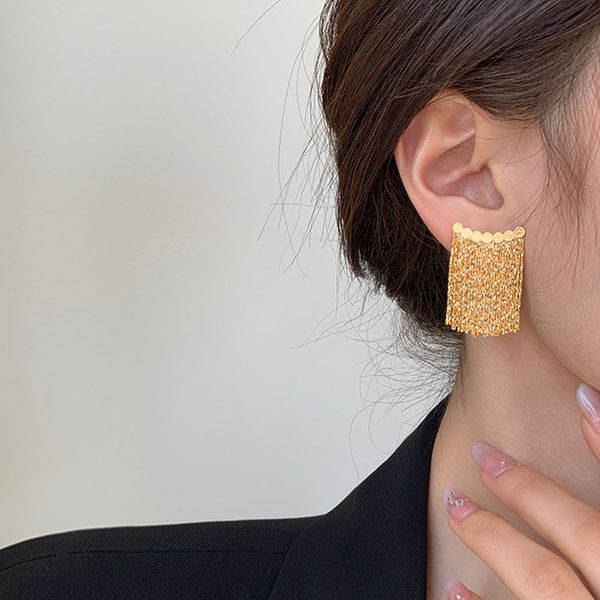 

luxury currents earrings female niche design sense is simple and temperamental elegant high -level sensor earrings ear decoration, Silver
