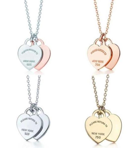 

classic 925 sterling silver necklace double heart pendant women039s fashion jewelry original 11 return 21062159219754061578