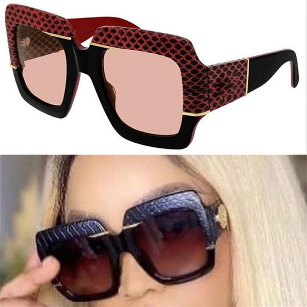 

mens womens sunglasses 0484 fashion classic square black red snakeskin frame glasses trend men and women stage catwalk style q273h, White;black