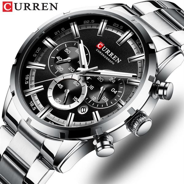

curren luxury fashion quartz watches classic silver and black clock male watch men's wristwatch with calendar chronograph206l, Slivery;brown