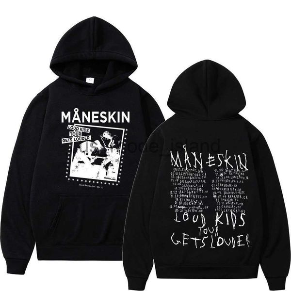 

hoodies sweatshirts italian rock band maneskin hoodie louds kids gets louder tour hoodies men's women's vintage hip hop oversized, Black