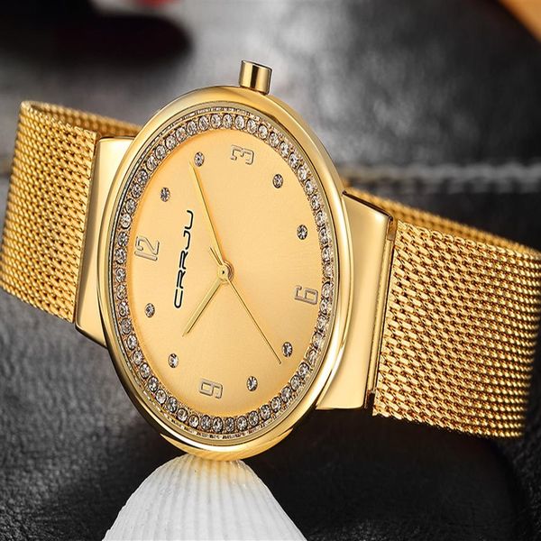 

crrju relogio feminino clock women watch stainless steel watches ladies fashion casual watch quartz wristwatch293g, Slivery;brown