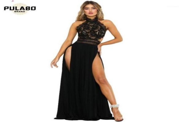 

women summer club lace silk dresses elegant halter fashion party night maxi dress144287504314915, Black;gray