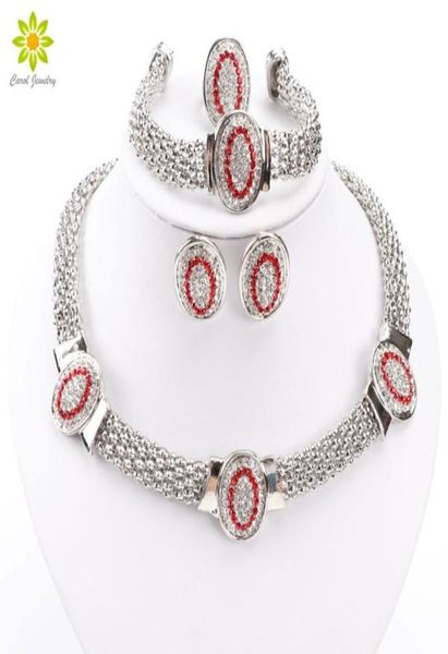 

oval shape silver plated crystal jewelry set fashion wedding bridal african costume jewelry sets for women9569181, Slivery;golden